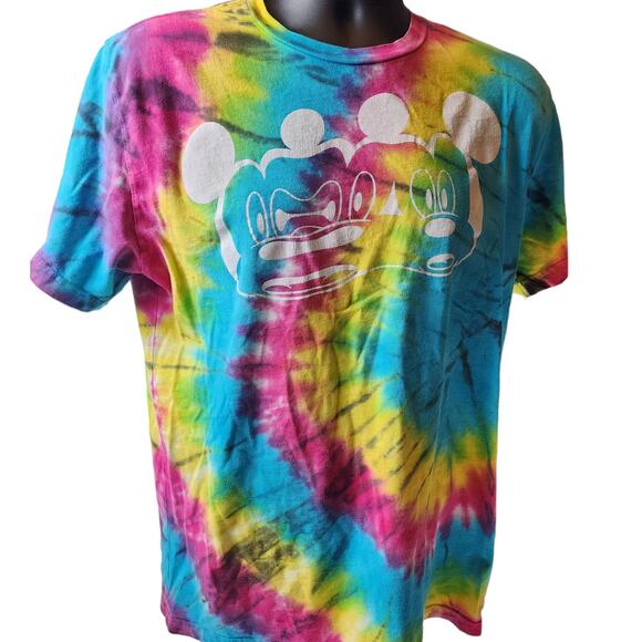 Disney Neff Shirt Mens Medium Mickey Short Sleeve Retro Streetwear Bold Tie Dye - Picture 1 of 9